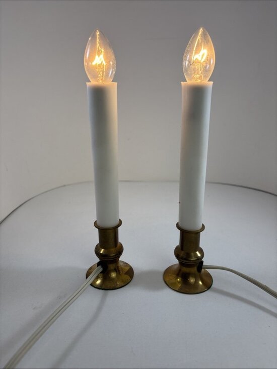 Unbranded Other - TWO Electric Window Candle LampsBrass Base Christmas Hanukkah Toggle Switch